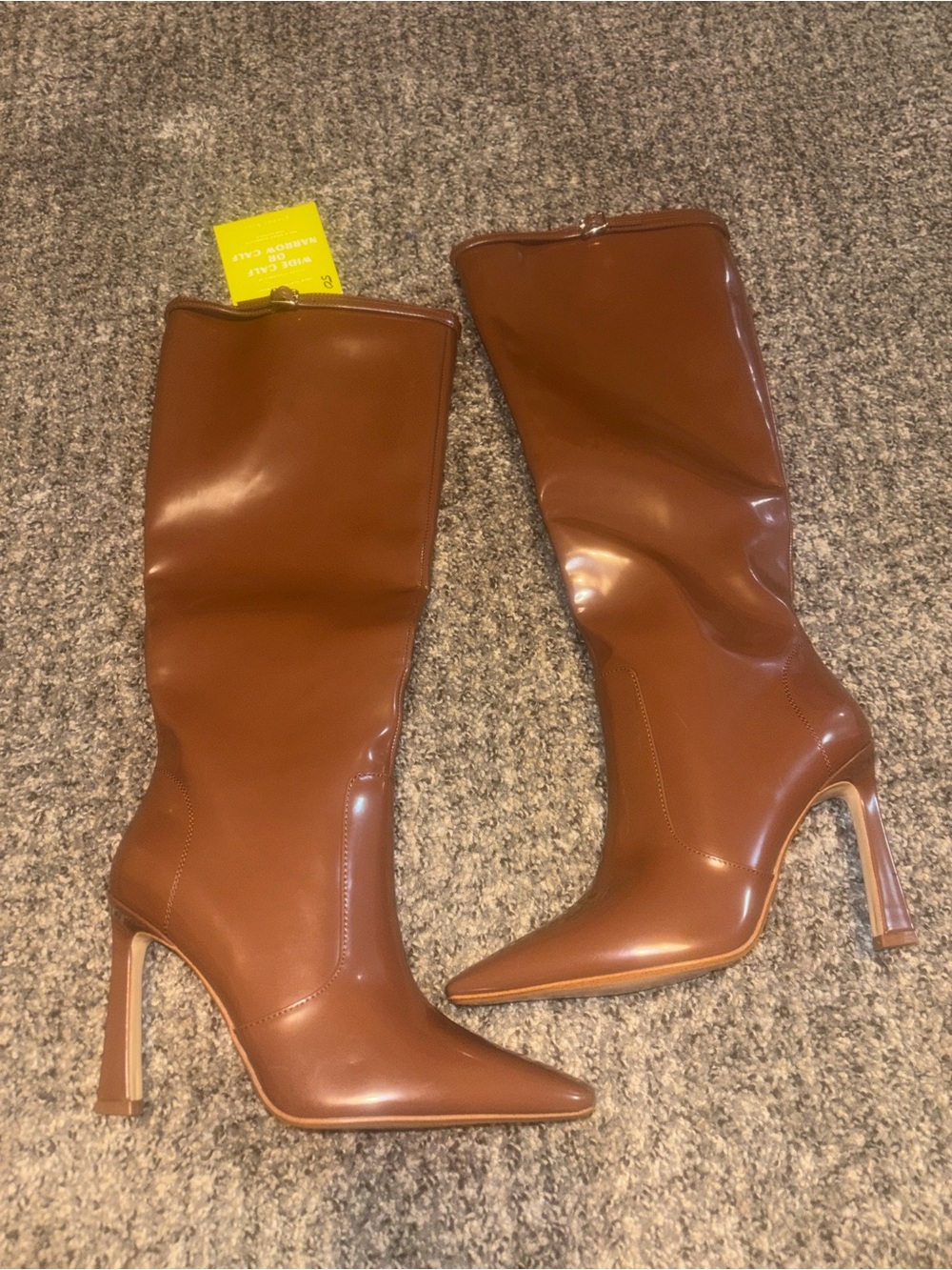 Gianni Bini Cognac Pointed-Toe Mid-Calf Stiletto Boots